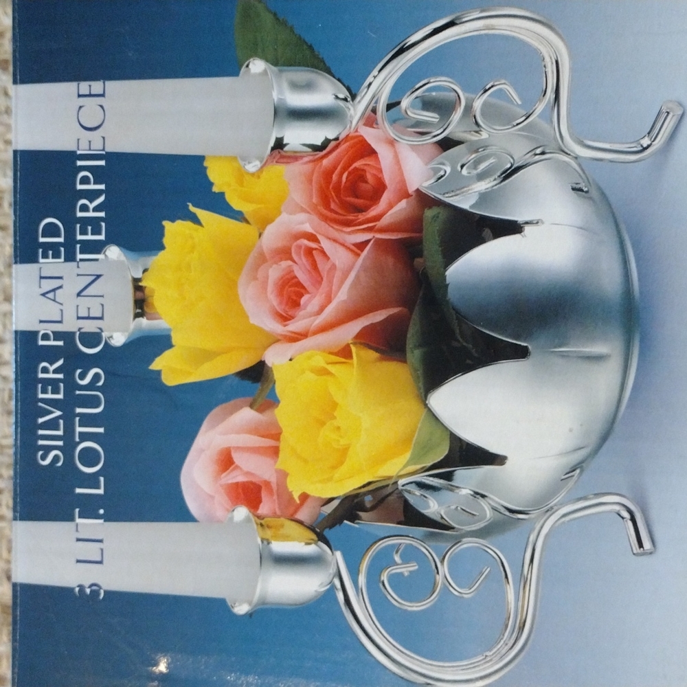 Silver plated 3 LIT. Lotus centerpiece